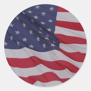 Sticker Rond drapeau des Etats-Unis - longtemps peut il onduler
