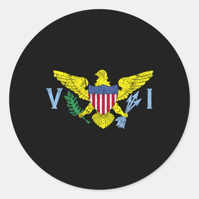 Sticker Rond Drapeau des îles Vierges américaines Caraïbes en d (Devant)