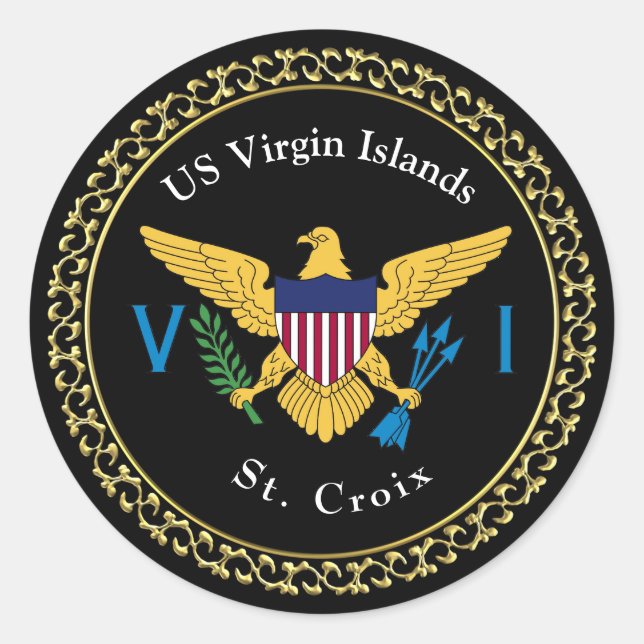 Sticker Rond Drapeau des îles Vierges américaines USVI St. Croi (Devant)