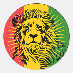 Sticker Rond drapeau des lions de rasta reggae