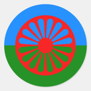 Sticker Rond Drapeau des personnes Romani - drapeau Romani