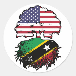 Sticker Rond Drapeau des racines d'arbre Saint Kitts Kittiti Am
