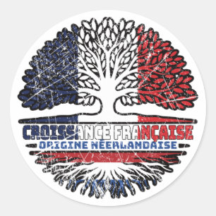 Sticker Rond Drapeau des racines de l'arbre de France de Pays-B