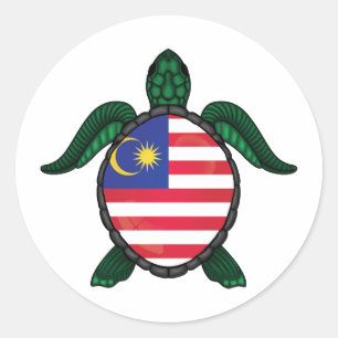 Sticker Rond Drapeau des tortues de mer de Malaisie