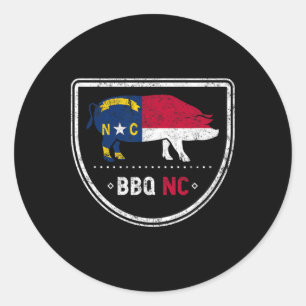 Sticker Rond Drapeau D'État De Caroline Du Nord Bbq Nc