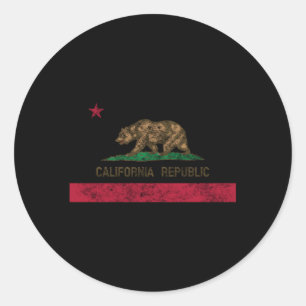 Sticker Rond Drapeau d'état de la République de l'Ours de Calif