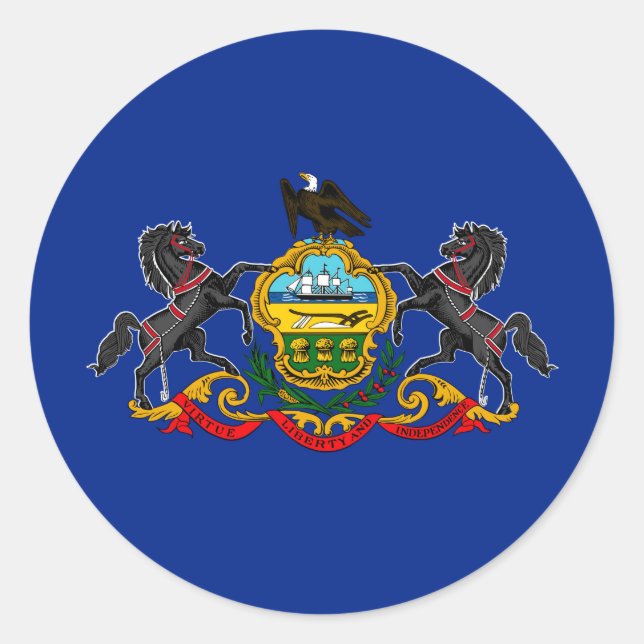 Sticker Rond Drapeau d'État de Pennsylvanie (Devant)