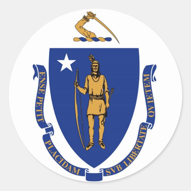 Sticker Rond Drapeau d'État du Massachusetts (Devant)