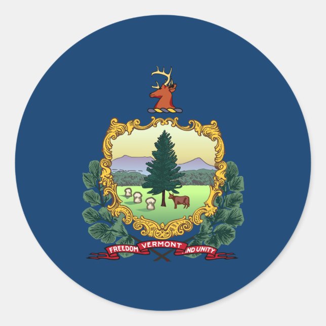 Sticker Rond Drapeau d'État du Vermont USA (Devant)