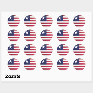 Sticker Rond Drapeau d'icône du Libéria