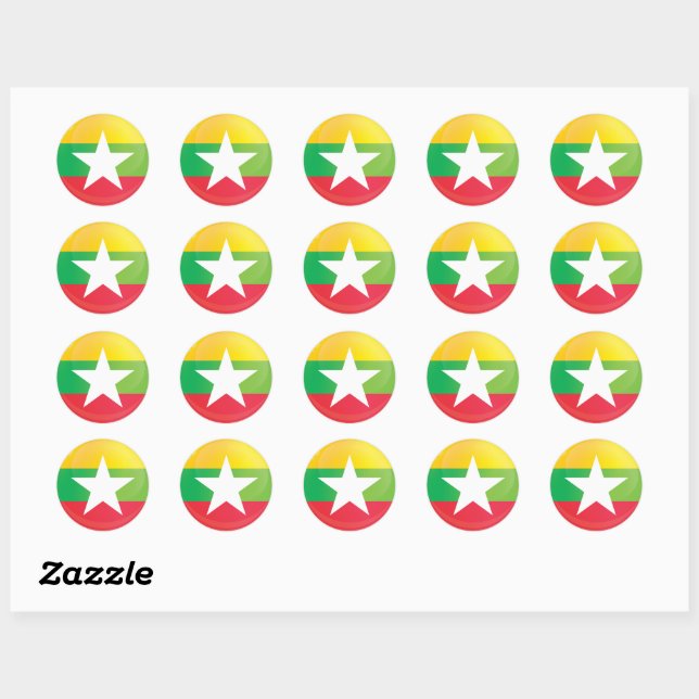 Sticker Rond Drapeau d'icône ronde birmane (Feuille)