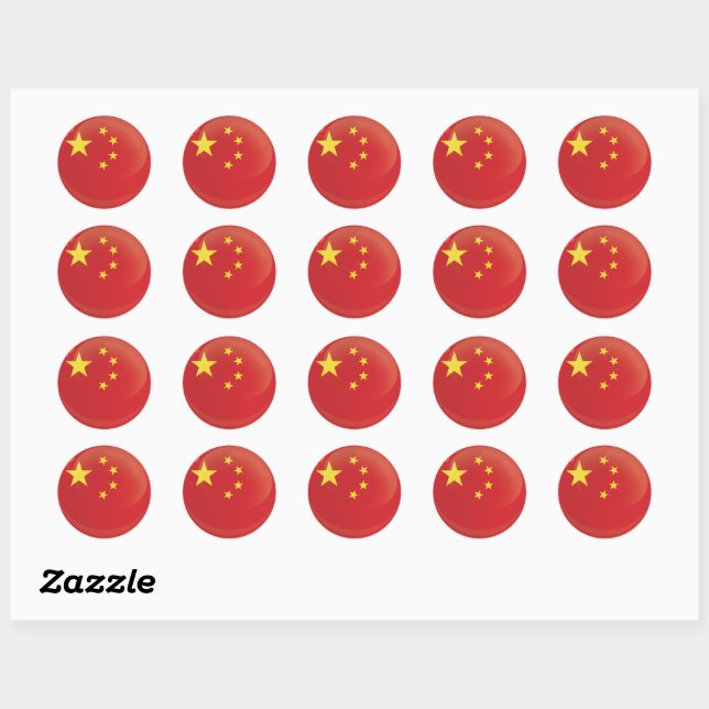Sticker Rond Drapeau d'icône ronde Chine (Feuille)