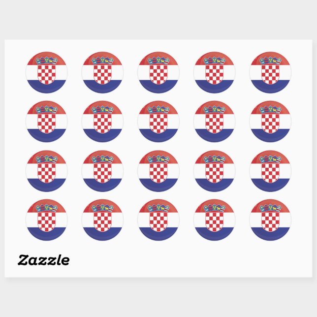 Sticker Rond Drapeau d'icône ronde Croatie (Feuille)