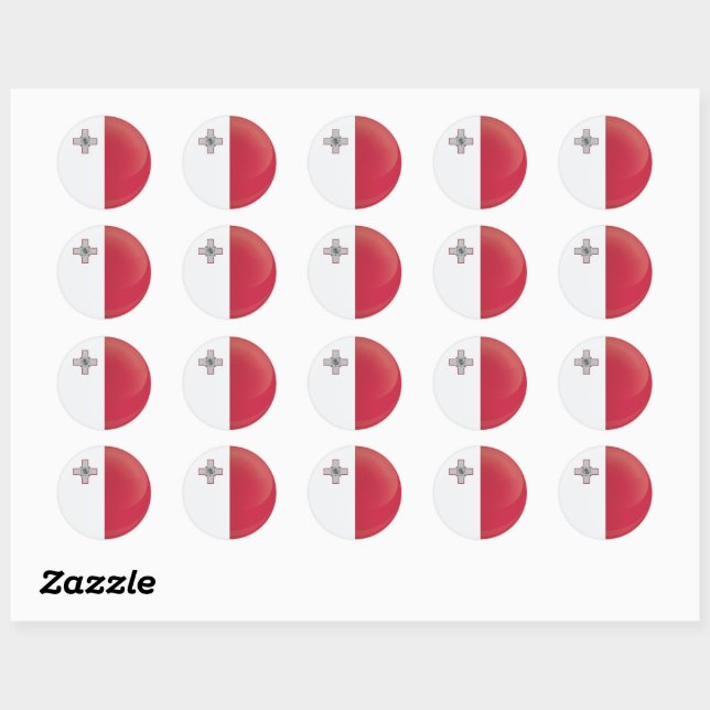 Sticker Rond Drapeau d'icône ronde de Malte (Feuille)