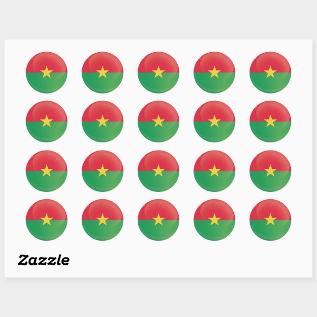 Sticker Rond Drapeau d'icône ronde du Burkina Faso (Feuille)