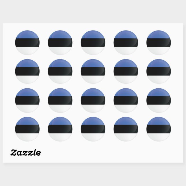 Sticker Rond Drapeau d'icône ronde Estonie (Feuille)