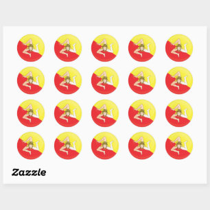 Sticker Rond Drapeau d'icône ronde Sicile