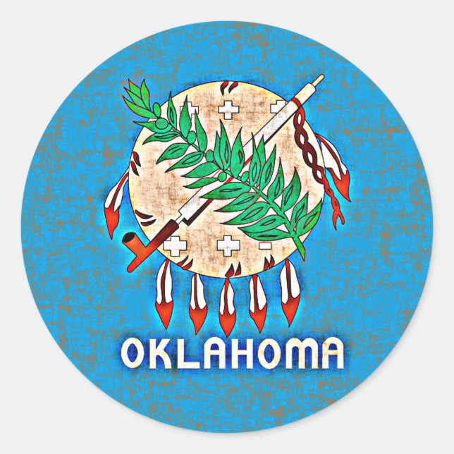 STICKER ROND DRAPEAU D'OKLAHOMA (Devant)