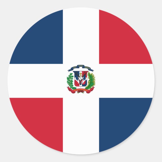 Sticker Rond Drapeau dominicain (Devant)