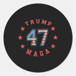 Sticker Rond Drapeau Donald Trump 2024 45 47 Mega Vintage-améri