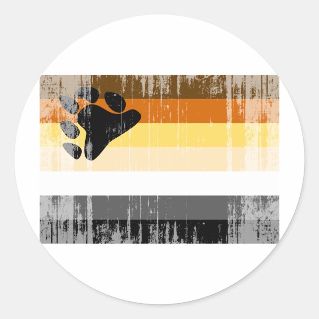 STICKER ROND DRAPEAU D'OURS DÉTRUIT (Devant)