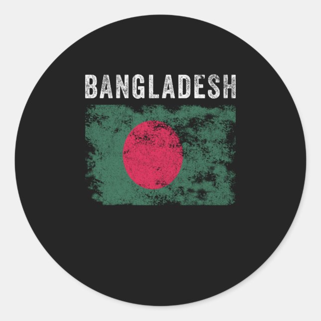 Sticker Rond Drapeau du Bangladesh Vintage (Devant)