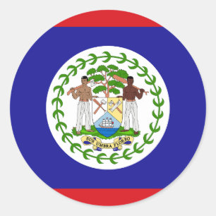 Sticker Rond Drapeau du Belize
