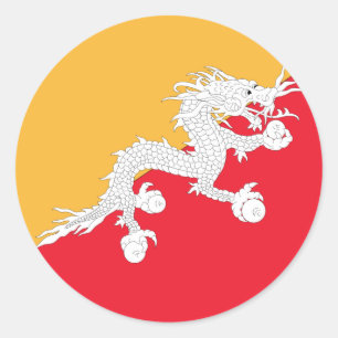 Sticker Rond Drapeau du Bhoutan