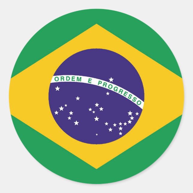 Sticker Rond Drapeau du Brésil Bandeira do Brasil (Devant)