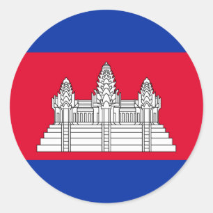 Sticker Rond Drapeau du Cambodge