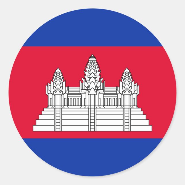Sticker Rond Drapeau du Cambodge - Drapeau cambodgien (Devant)