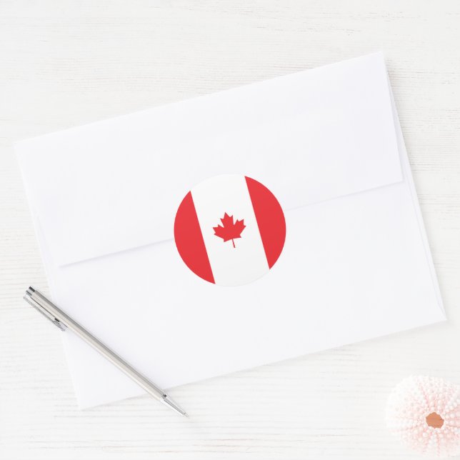 Sticker Rond Drapeau du Canada (Enveloppe)