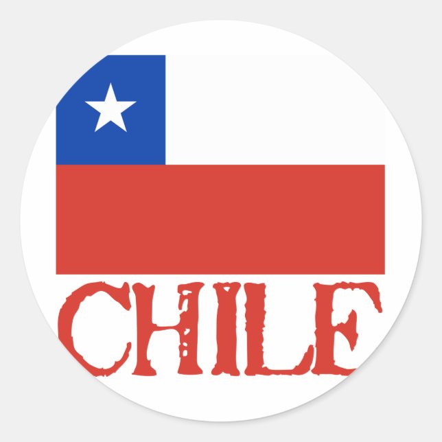 Sticker Rond Drapeau du Chili avec le nom Chili Tshirts, Bouton (Devant)