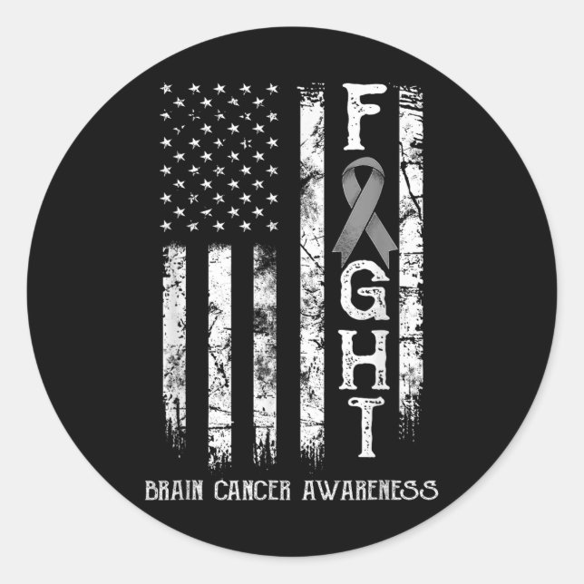 Sticker Rond Drapeau du combattant du cancer du cerveau (Devant)