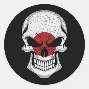Sticker Rond Drapeau du crâne souriant du Japon