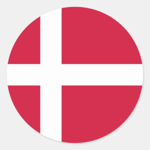 Sticker Rond Drapeau du Danemark