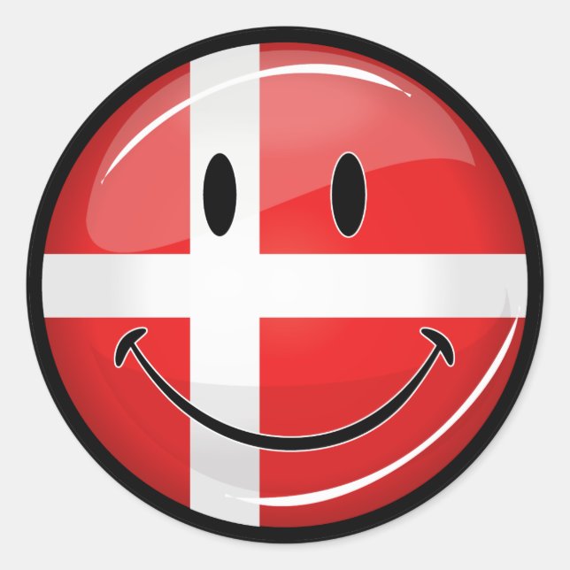 Sticker Rond Drapeau du Danemark souriant (Devant)