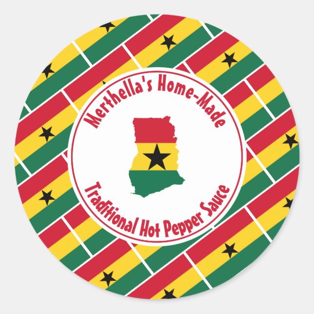 Sticker Rond Drapeau du Ghana Fabriqué à la maison SAUCE DE POI (Devant)