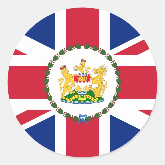Sticker Rond Drapeau Du Gouverneur De Hong Kong, Chine (Devant)