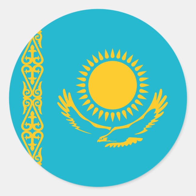 Sticker Rond Drapeau du Kazakhstan (Devant)