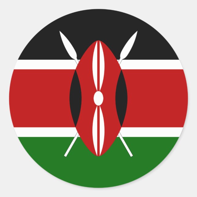 Sticker Rond Drapeau du Kenya (Devant)