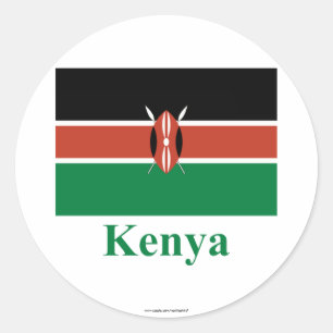Sticker Rond Drapeau du Kenya avec le nom