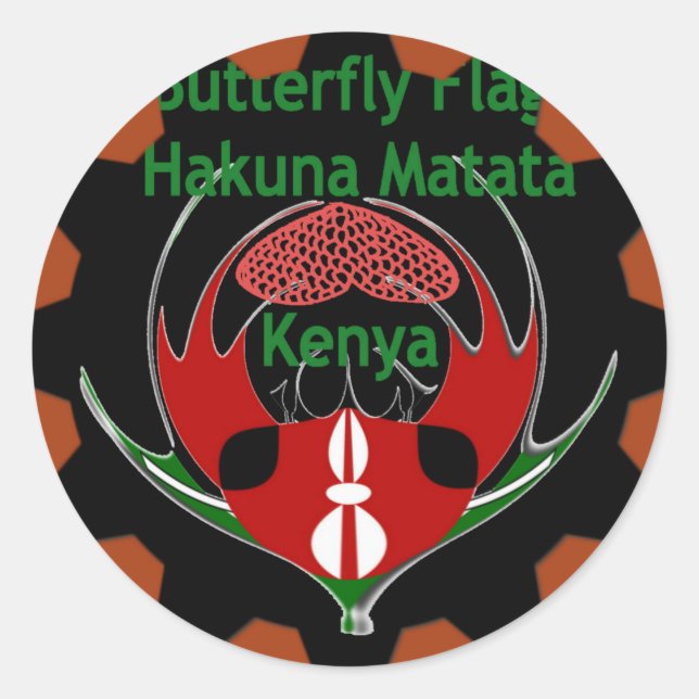 Sticker Rond Drapeau du Kenya - Hakuna Matata Patriotic (Devant)