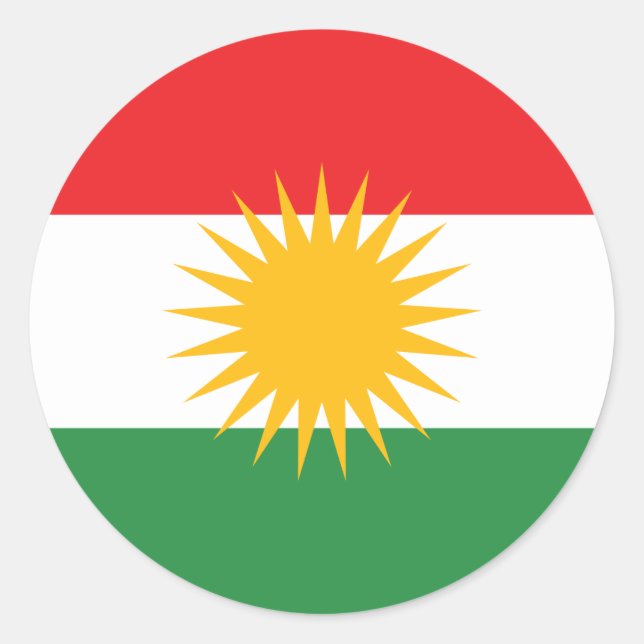 Sticker Rond Drapeau du Kurdistan (Devant)