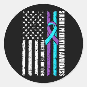 Sticker Rond Drapeau du Mois de la sensibilisation à la prévent