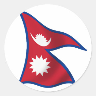 Sticker Rond Drapeau du Népal
