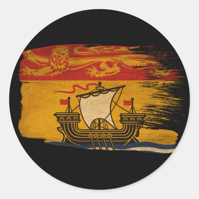 Sticker Rond Drapeau du Nouveau-Brunswick (Devant)