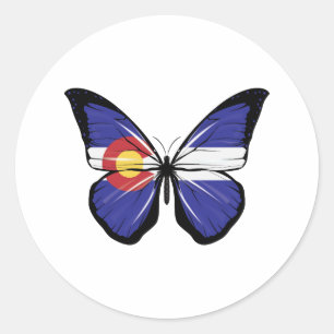 Sticker Rond Drapeau du papillon du Colorado