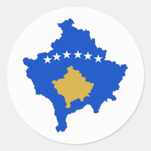 Sticker Rond drapeau du pays kosovo forme silhouette