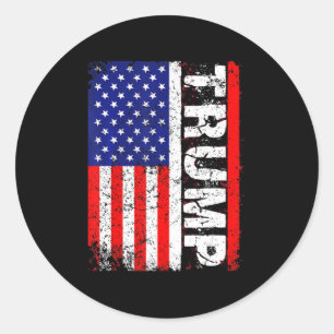 Sticker Rond Drapeau du président Donald Trump Vintage USA